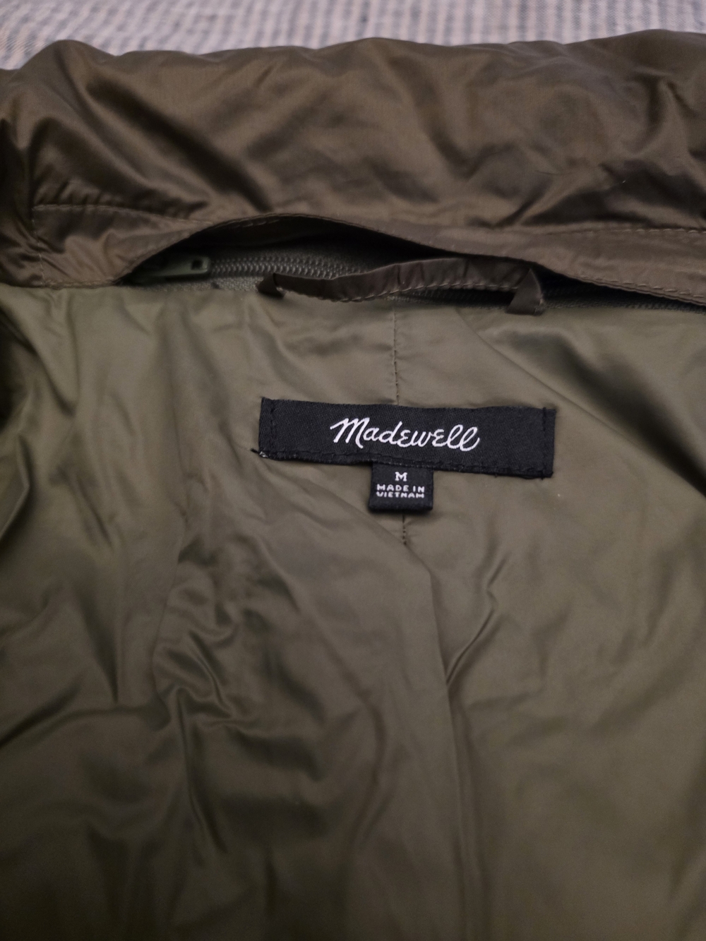 Madewell Travel Buddy Olive Green Quilted Packable Puffer Jacket M - Picture 7 of 10